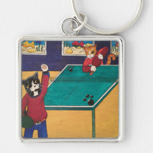 Table Tennis Ping Pong Cats Key Ring