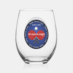 Table Tennis Ping Pong Drinkware Cocktail Stemless Wine Glass