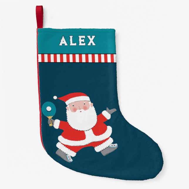 Table Tennis Ping-Pong Holiday Gift Small Christmas Stocking (Front)