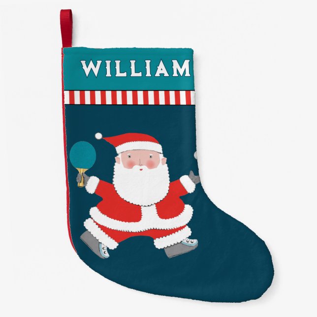 Table Tennis Ping-Pong Holiday Gift Small Christmas Stocking (Front)