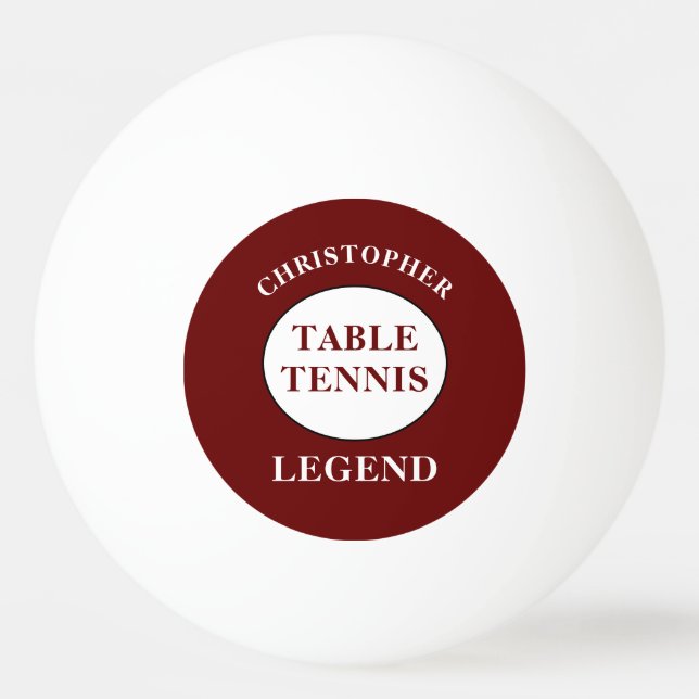 Table Tennis Ping Pong Legend Add Name Red Face Ping Pong Ball (Front)