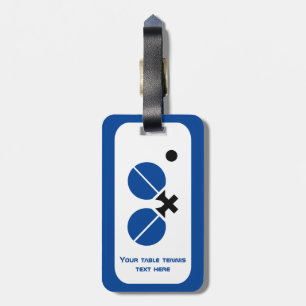 Table tennis ping-pong rackets and ball black blue luggage tag