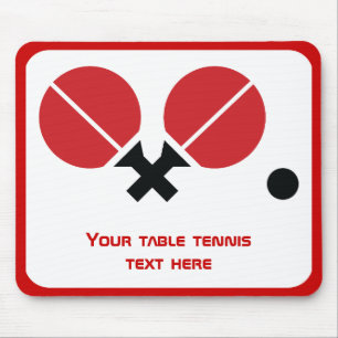 Table tennis ping-pong rackets and ball black, red mouse pad