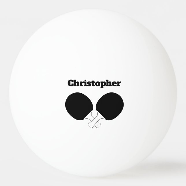 Table Tennis Ping Pong Theme Monogrammed Name Ping Ping Pong Ball (Front)