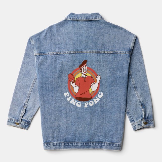 Table Tennis PingPong Outfit Table Tennis Player_2 Denim Jacket (Back)