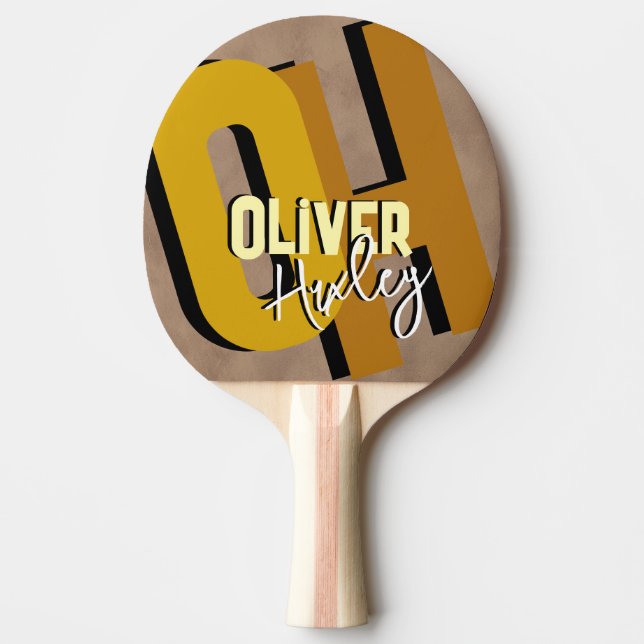 Table Tennis Player Cool Name Monogrammed Ping Pong Paddle (Front)
