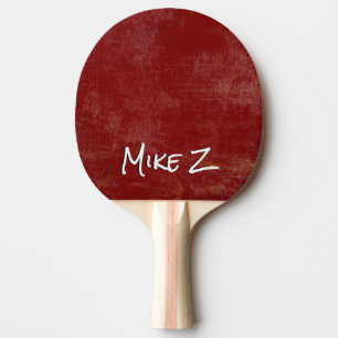 Table Tennis Player Name on Aged Red Ping Pong Paddle