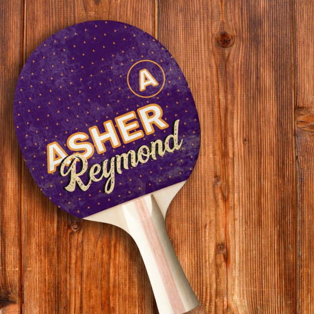 Table Tennis Player name purple&orange Ping Pong Paddle (Creator Uploaded)