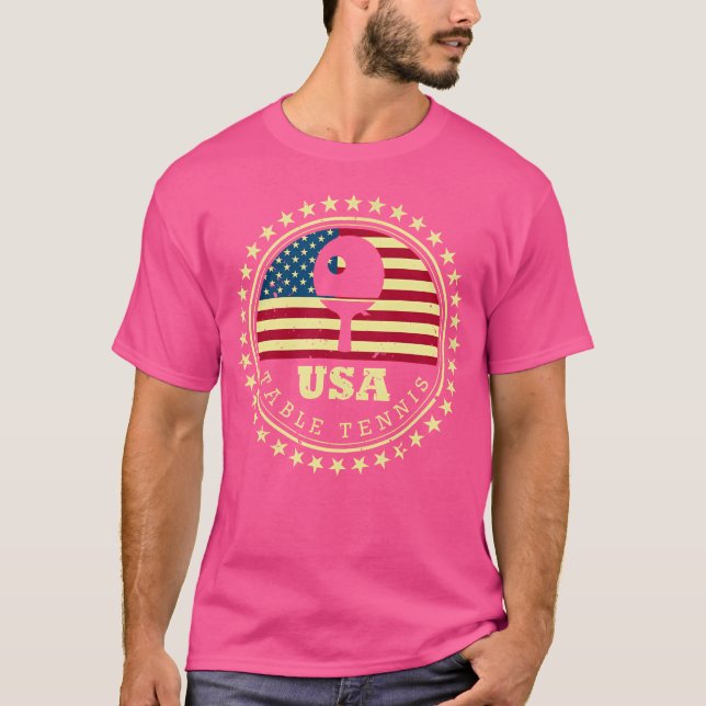 Table Tennis Player s American Flag Ping Pong T-Shirt (Front)