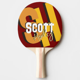 Table Tennis Players Name Bold Yellow Monogram Ping Pong Paddle