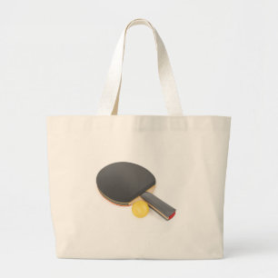 Table tennis racket and ball large tote bag