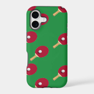 Table tennis racket and ball on green