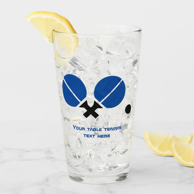 Table tennis rackets and ball in black, blue glass (Front Ice)