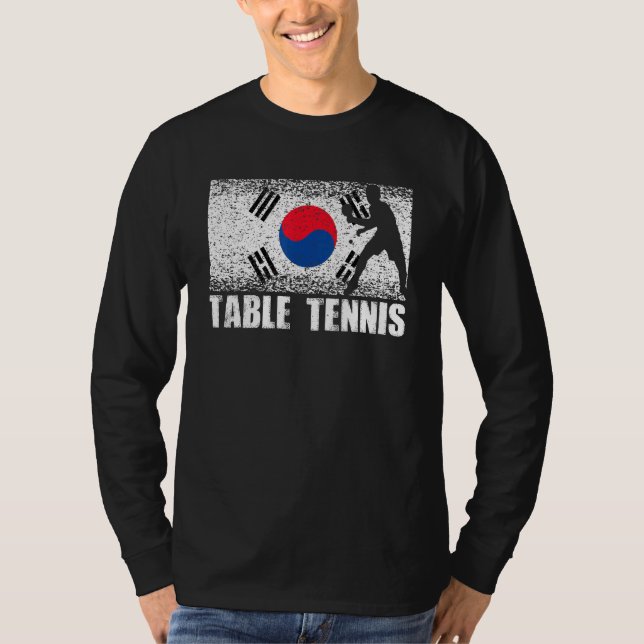 Table Tennis Sport Korea Flag Korean Ping Pong Pla T-Shirt (Front)