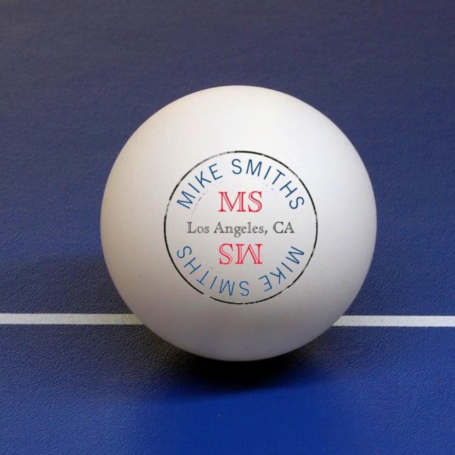 table_tennis stylish circle monogram ping pong ball (Creator Uploaded)
