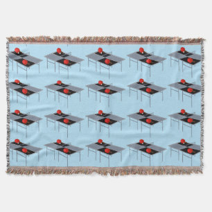 Table Tennis Tables With Bats And Ball Pattern, Throw Blanket