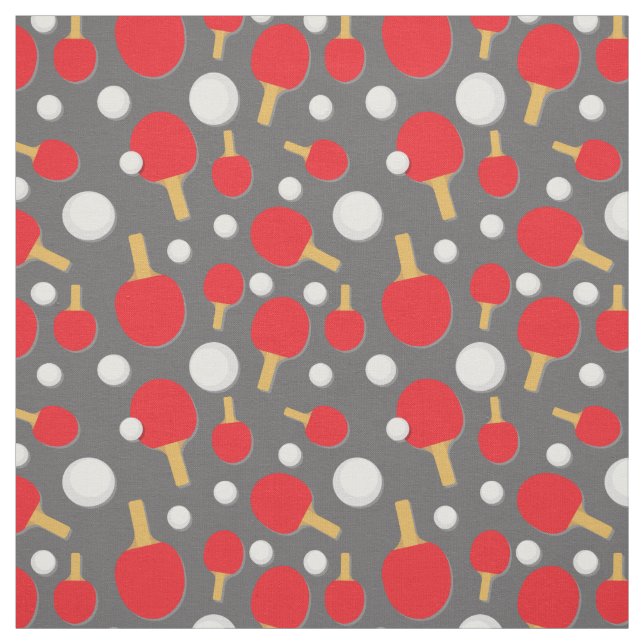 Table Tennis Team Ping Pong Player Patterned Fabric (Swatch)
