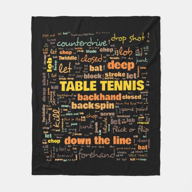 Table Tennis Terminology Commonly Used Terms   Fleece Blanket (Front)