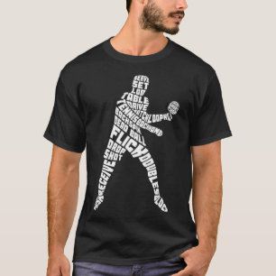 Table Tennis Typography Ping Pong Word Art T-Shirt