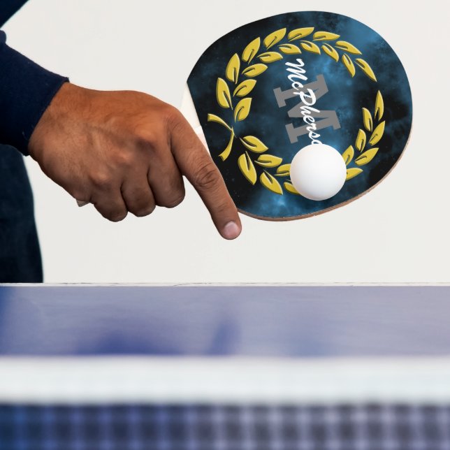 Table Tennis Victory Wreath with Monogram and Name Ping Pong Paddle (Insitu)