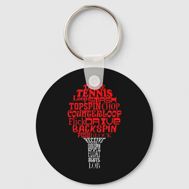 Table tennis word cloud  key ring (Front)