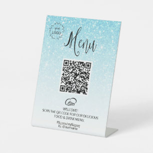 *~ Table tent Glitter tabletop Menu Pedestal Sign
