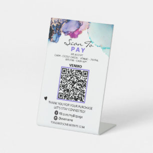 *~* Table Tent PAY . QR code Tabletop Pedestal Sign