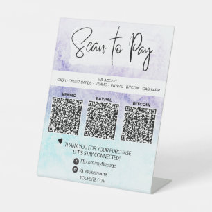 *~* Table Tent Pedestal SignTabletop QR PAYMENT Sign