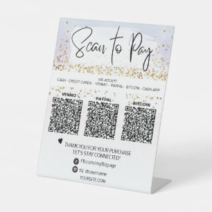 *~* Table Tent Pedestal SignTabletop - QR PAYMENT Sign