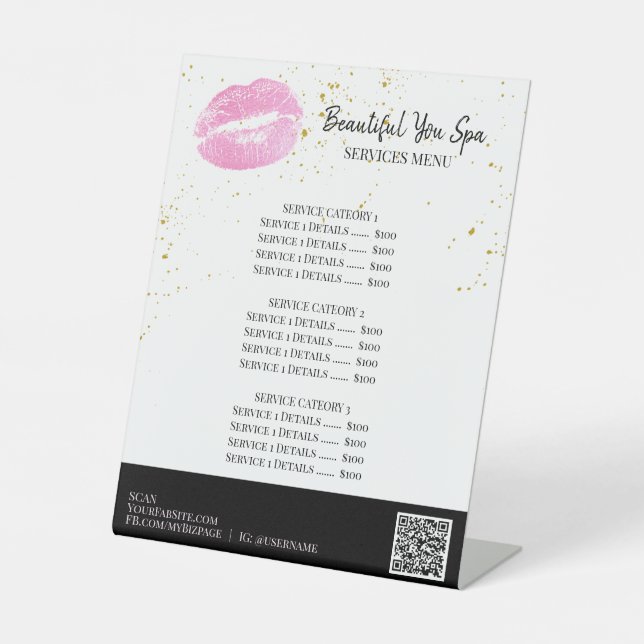 *~* Table Tent PINK LIPS tabletop Pedestal Sign (Front)