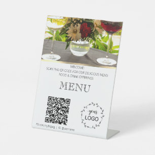 *~*Table Tent tabletop Restaurant Menu Upload QR Pedestal Sign