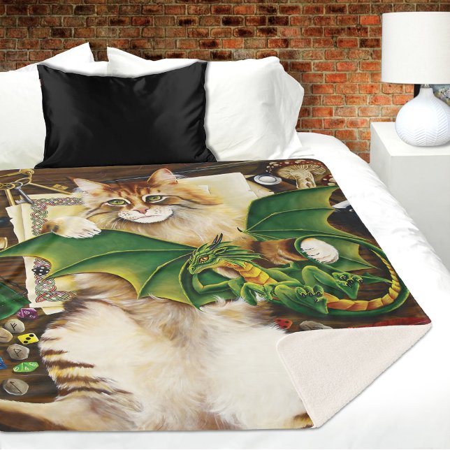 Table Top Gaming Dragon Cat Sherpa Blanket (Creator Uploaded)