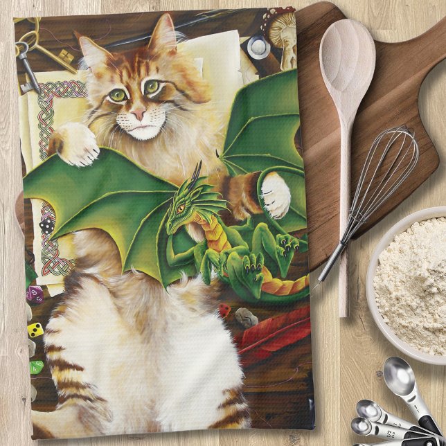 Table Top Gaming Dragon Cat Tea Towel (Creator Uploaded)
