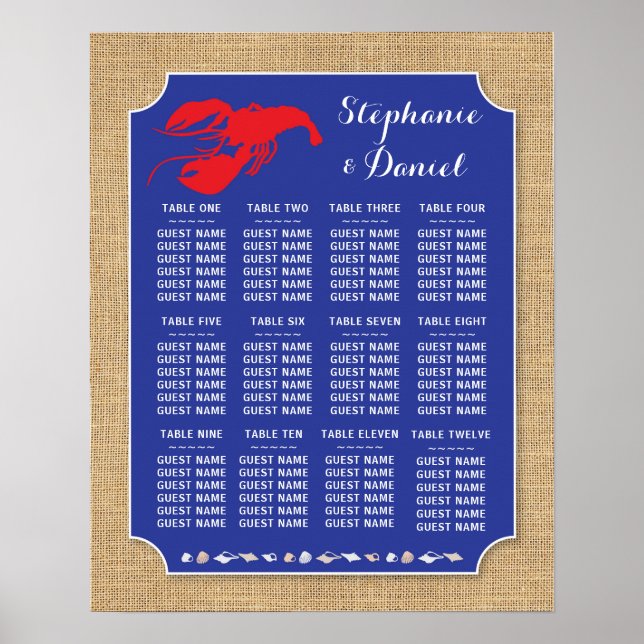 Table Wedding Crawfish Boil Lobster Poster Seating (Front)