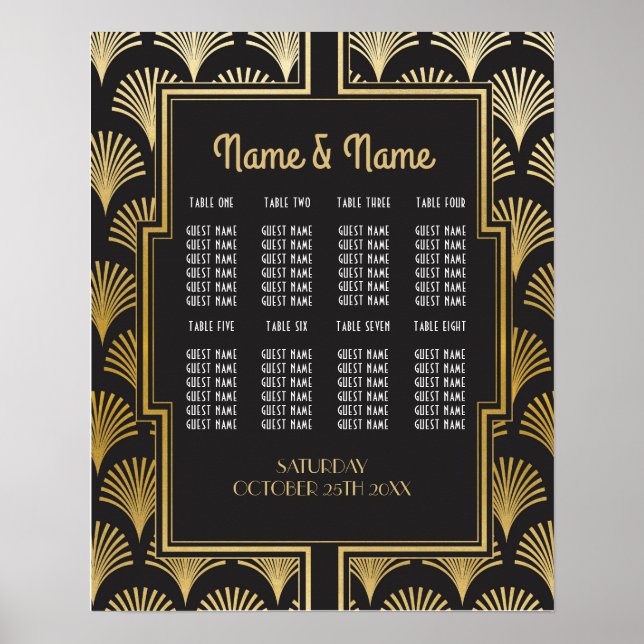 Table Wedding Gatsby Art Deco 1920s Poster Seating (Front)