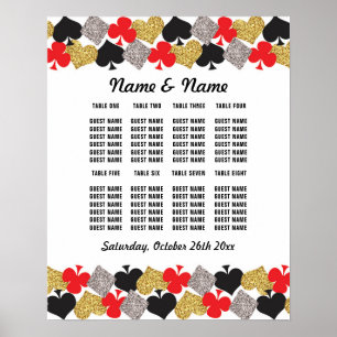 Table Wedding  Poster Seating Vegas Casino Cards