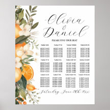 Table Wedding Seating 12 Oranges Citrus Florals