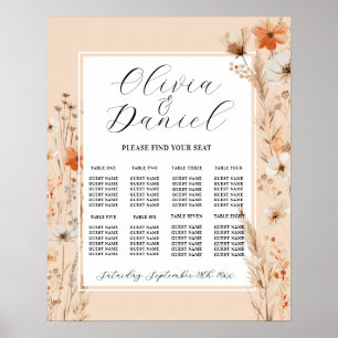 Table Wedding Seating 8 Boho Florals Bohemian  Poster
