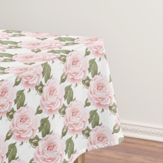 Tablecloth "60x84" Vintage Pink Roses (In Situ)