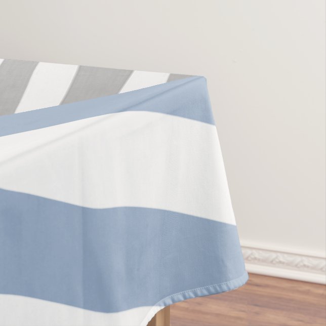 Tablecloth Abstract Stripe Grey Blue White  (In Situ)