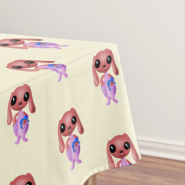 Tablecloth Baby Bunnies - Custom Colours - Text (In Situ)