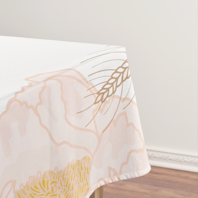 Tablecloth Baby Pink Cosmos on White (In Situ)