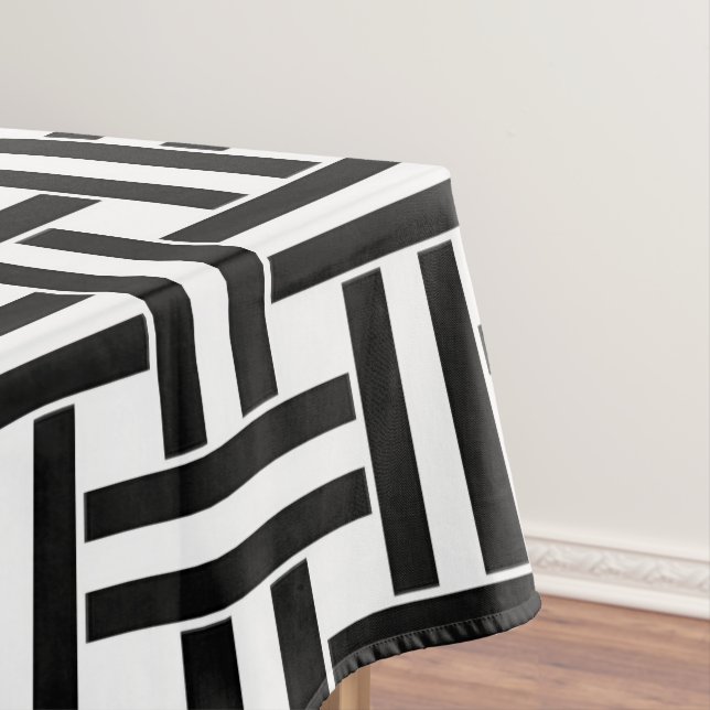 Tablecloth Black & White Stripe (In Situ)