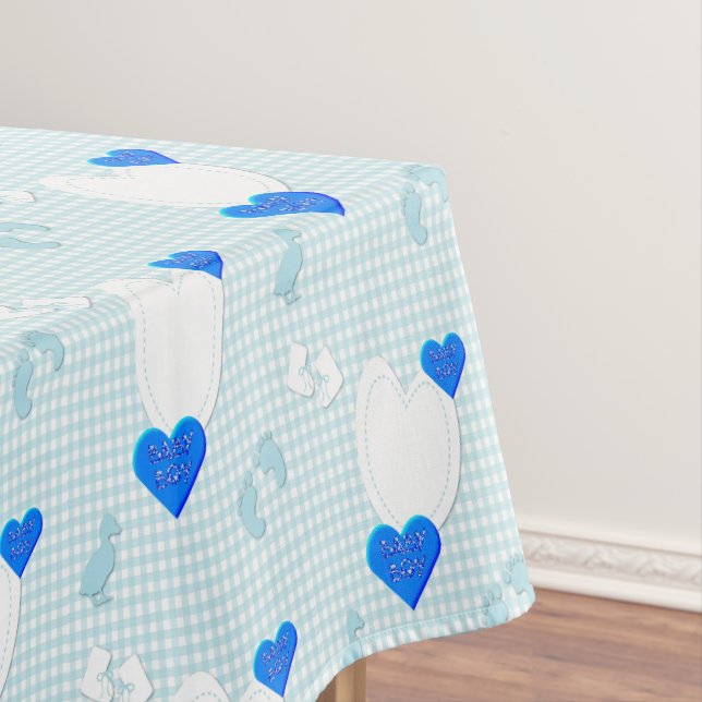 Tablecloth Blue White chequered Baby Boy (In Situ)