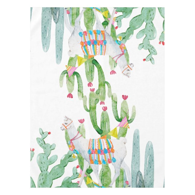 Tablecloth Boho Llama Bohemian Cacti Desert Flower (Front)