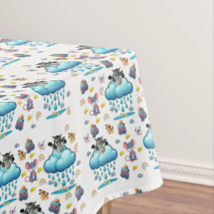 Tablecloth Cat Dog Mouse Rainbow Cheese