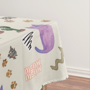 Tablecloth Cat Fish Cactus Paws Meow