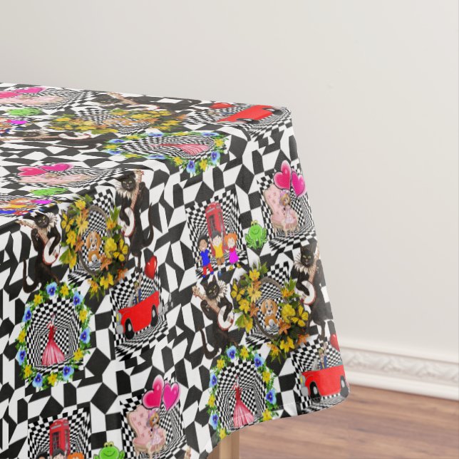 Tablecloth Cats Feline Dog Vintage (In Situ)