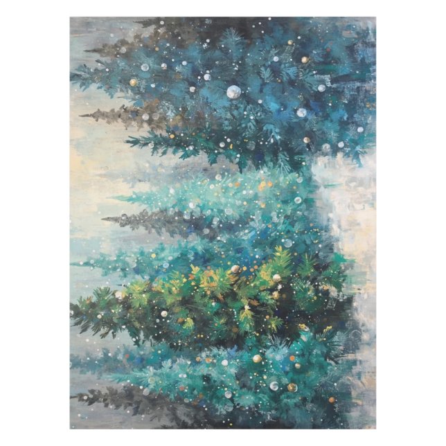 Tablecloth Green Christmas Trees Winter Forest (Front)