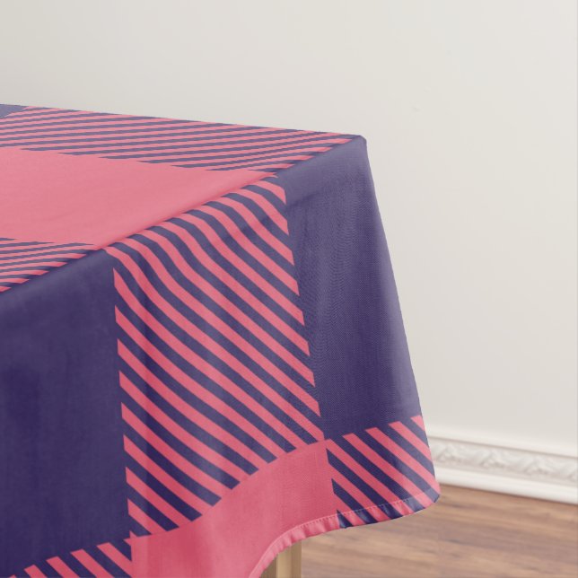 Tablecloth Hot Pink Magenta Indigo Buffalo Plaid (In Situ)
